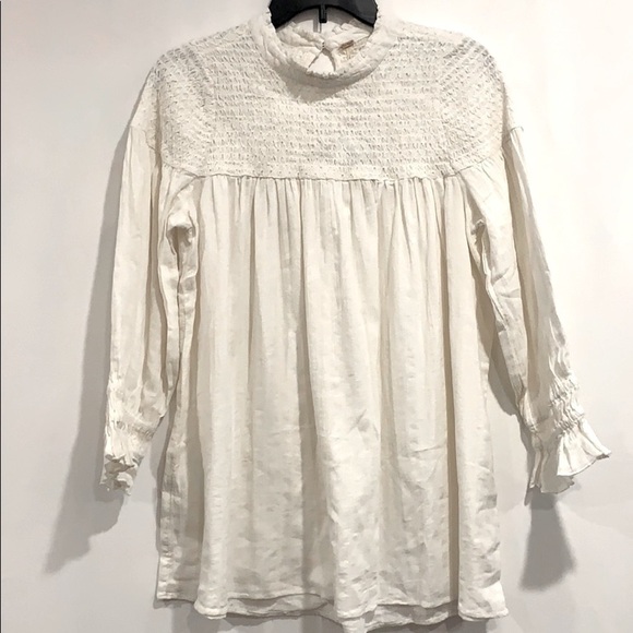 NWT Free People OB Mila Smocked Tunic Top in Ivory - Picture 5 of 9